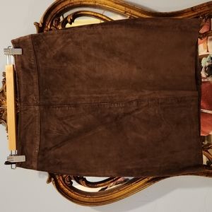 Brown suede pencil skirt